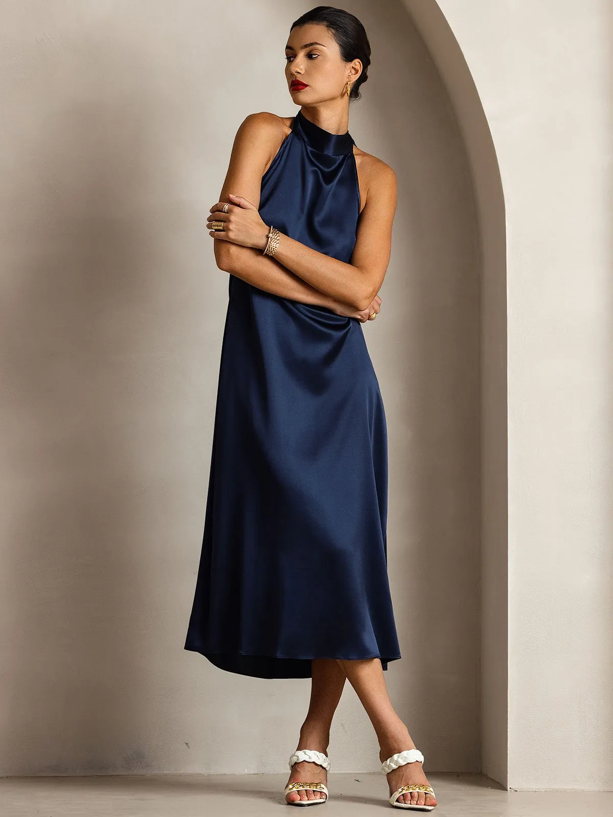 19Momme Silk Sexy Backless Long Dress sold by SilkSilky product image thumbnail 3