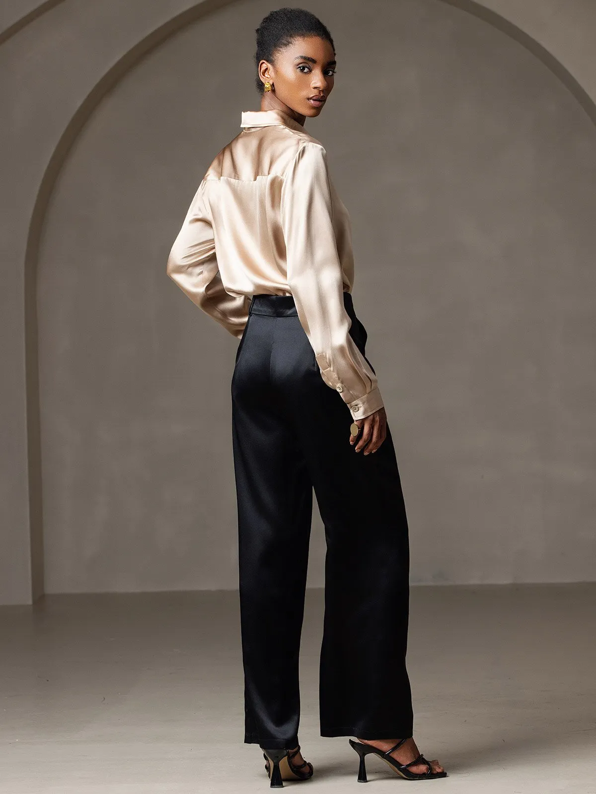 19Momme Silk Long Sleeve Lapel Collar Women's Shirt sold by SilkSilky product image thumbnail 4