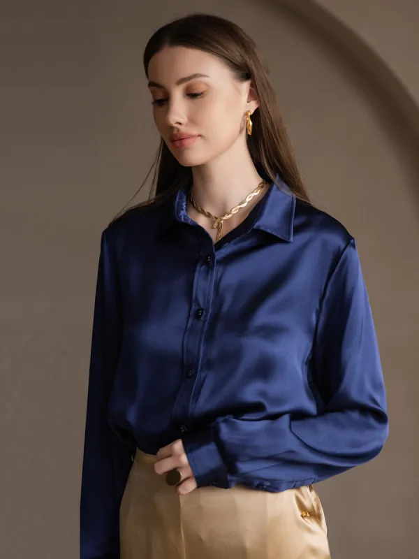 19 Momme Silk Solid Color Fashionable Basic Shirt sold by SilkSilky