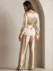 19 Momme Silk Long Sleeve Lace Up Wrap Blouse sold by SilkSilky