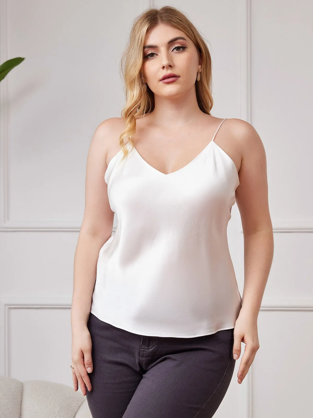 Women's Plus Size Silk Spaghetti Strap Camisole Top sold by SilkSilky