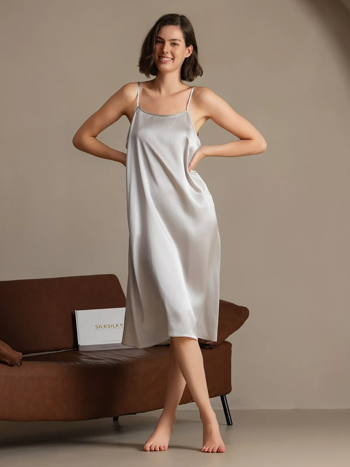 19Momme Silk Spaghetti Strap Relaxed Dress sold by SilkSilky product image thumbnail 3