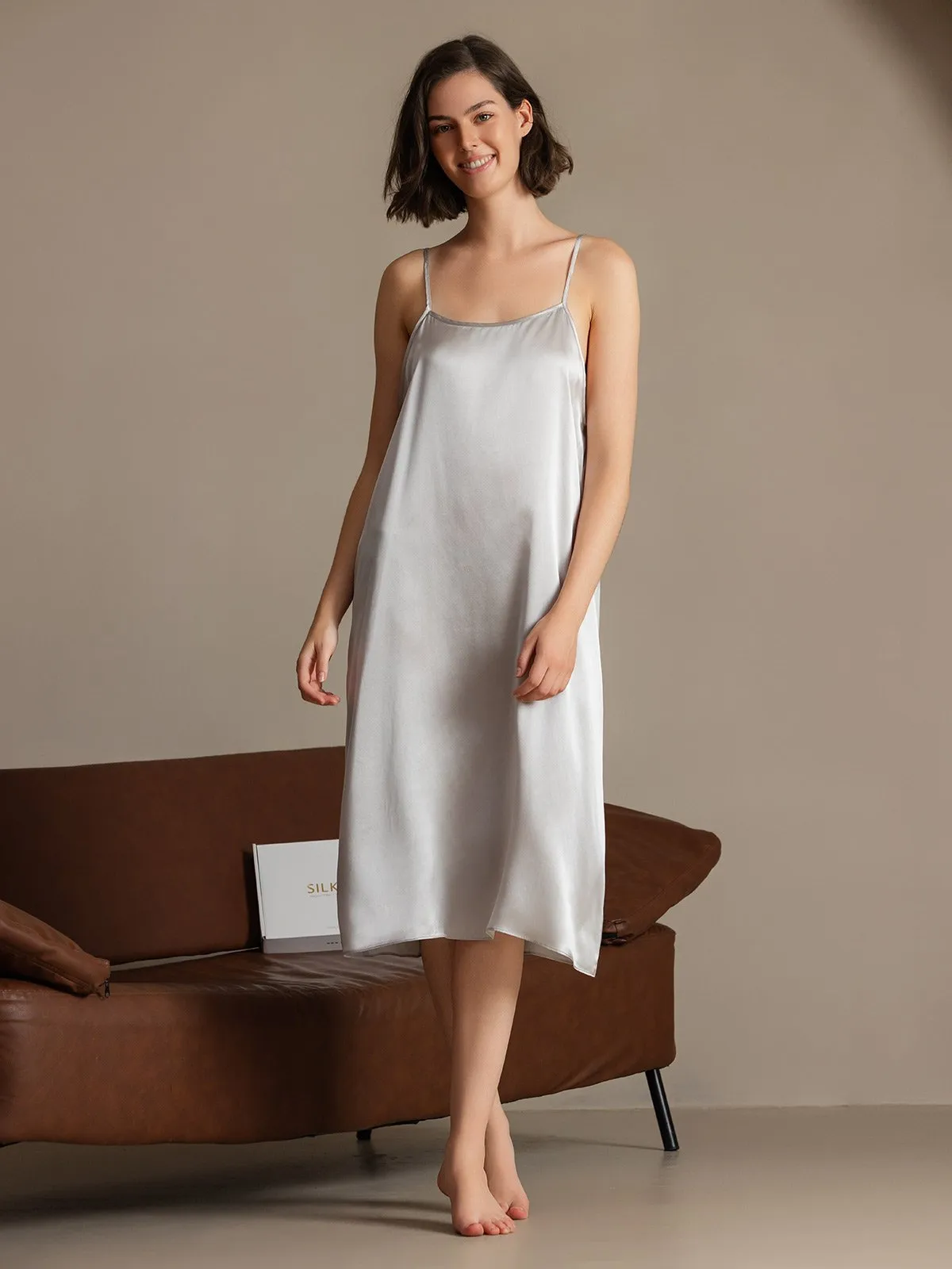 19Momme Silk Spaghetti Strap Relaxed Dress sold by SilkSilky product image thumbnail 4