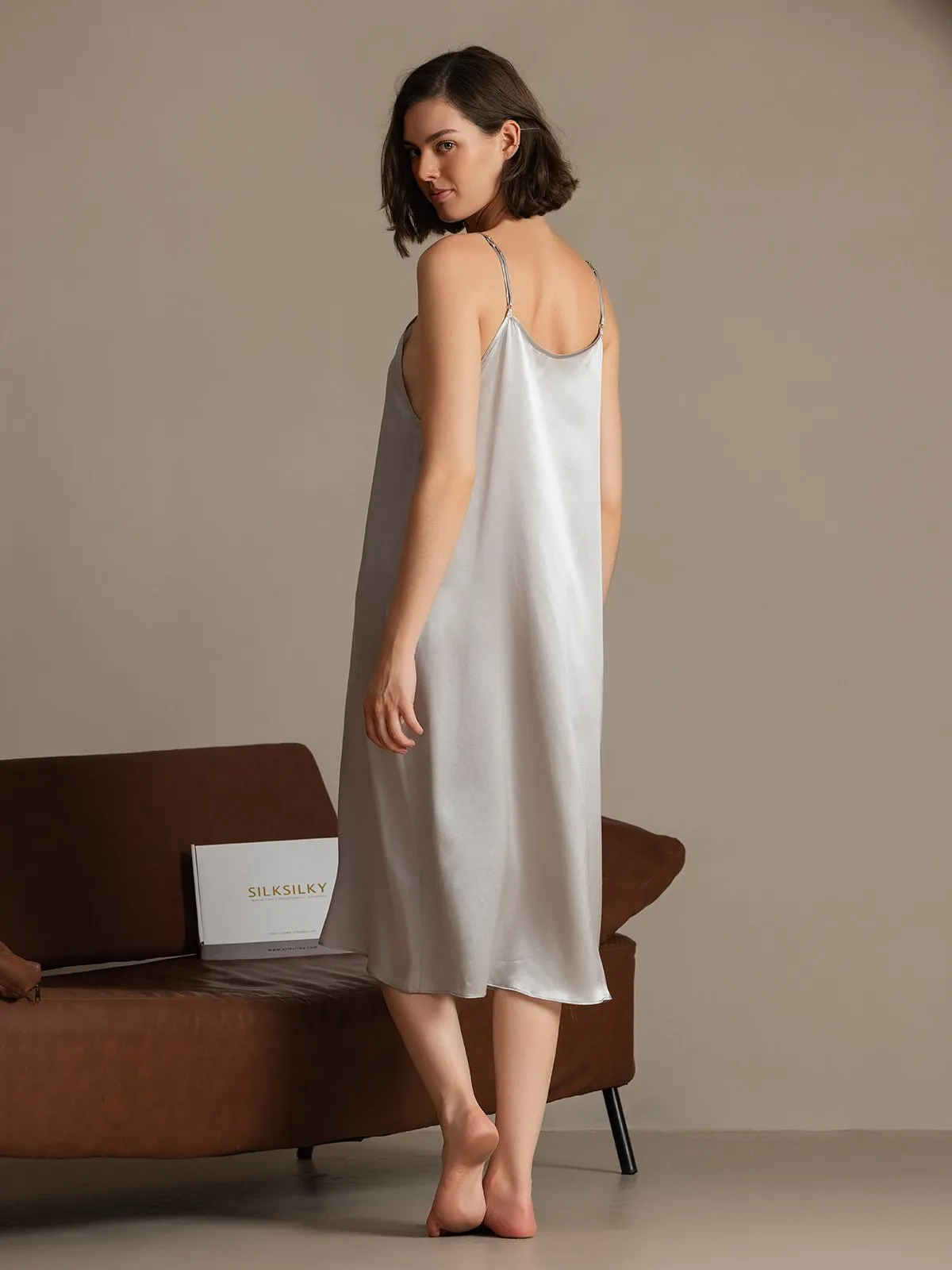 19Momme Silk Spaghetti Strap Relaxed Dress sold by SilkSilky product image thumbnail 2