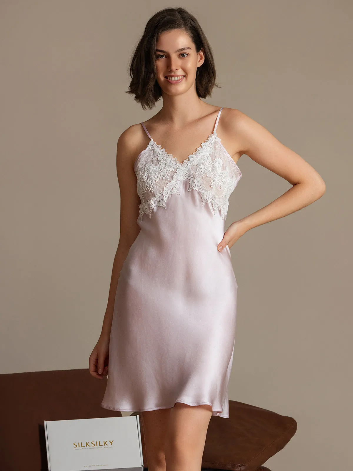 Pure Silk Petal Lace Trimmed Nightgown sold by SilkSilky product image thumbnail 3