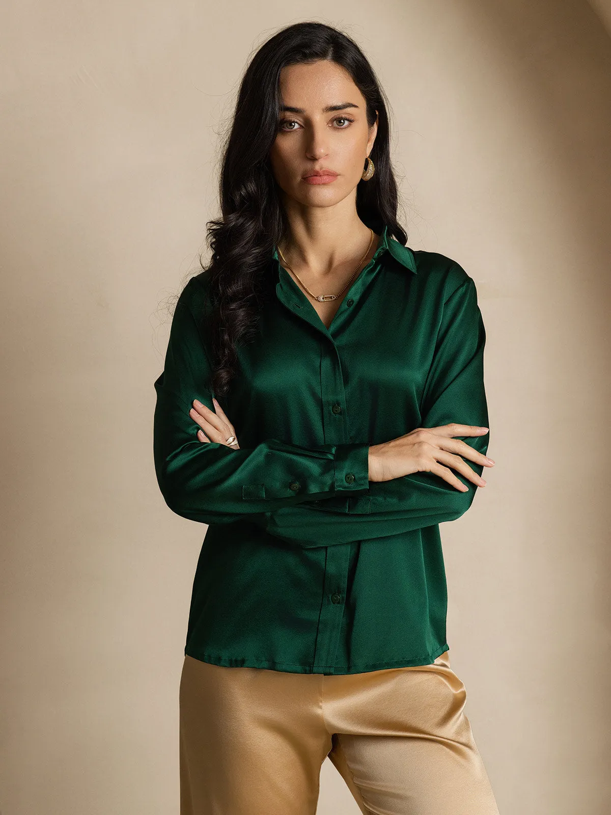 19Momme Silk Long Sleeve Lapel Collar Women's Shirt sold by SilkSilky product image thumbnail 5