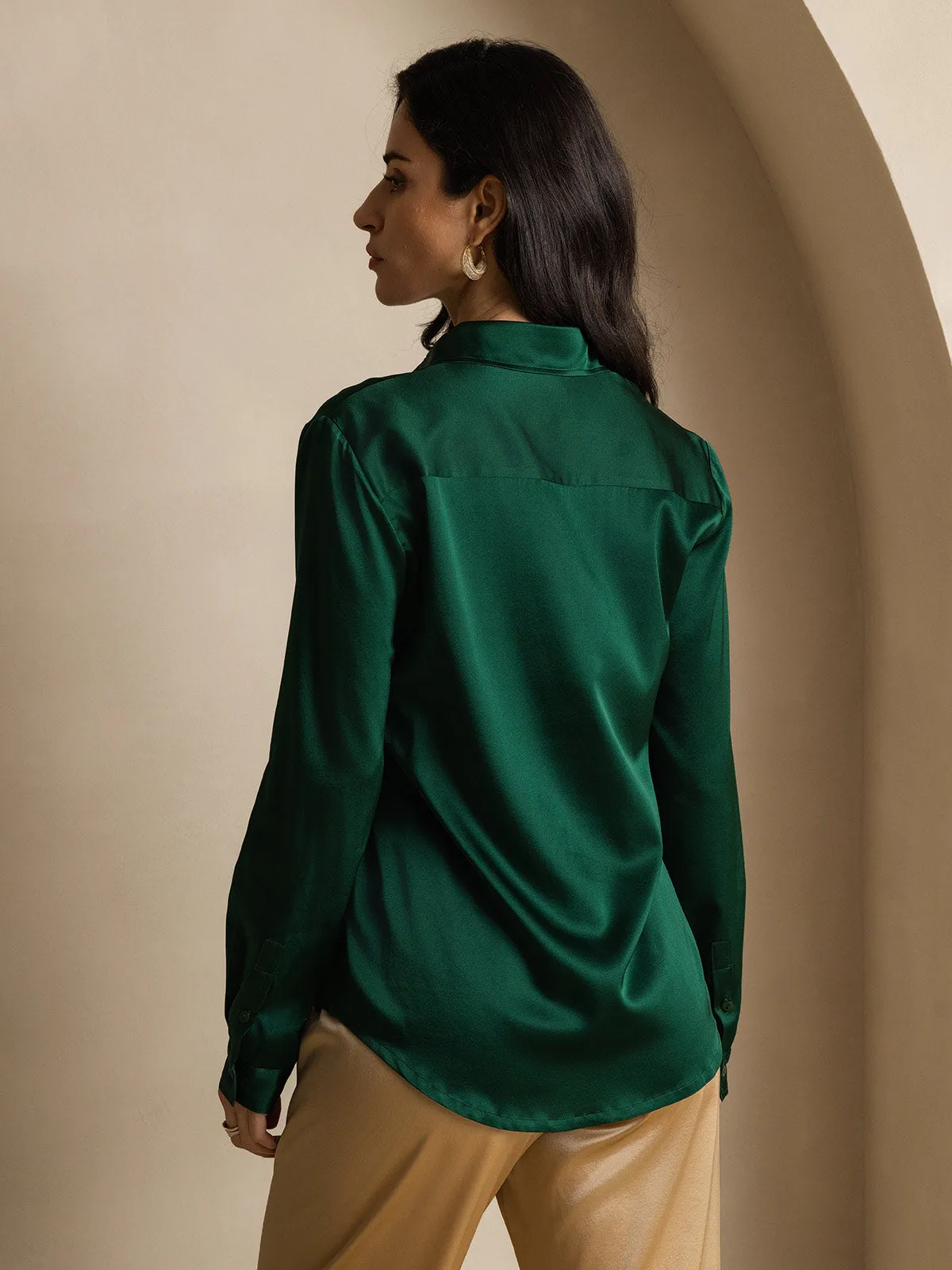 19Momme Silk Long Sleeve Lapel Collar Women's Shirt sold by SilkSilky product image thumbnail 2