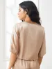 Clearance(US Warehouse) -Pure Silk Lace Up Wrap Half Sleeve Women's Shirt sold by SilkSilky