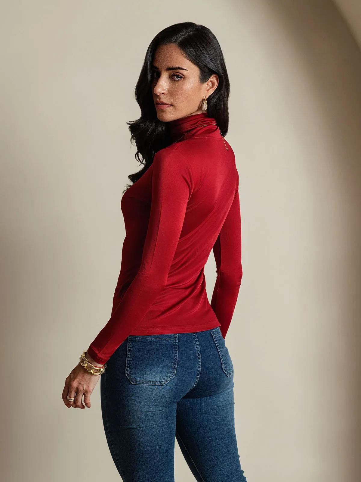 Silk Long Sleeve High Neck Women's Top sold by SilkSilky product image thumbnail 2