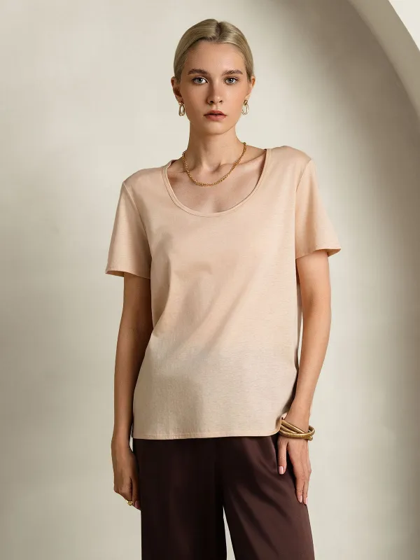 Silk Blend U-Neck Women's T-Shirt sold by SilkSilky