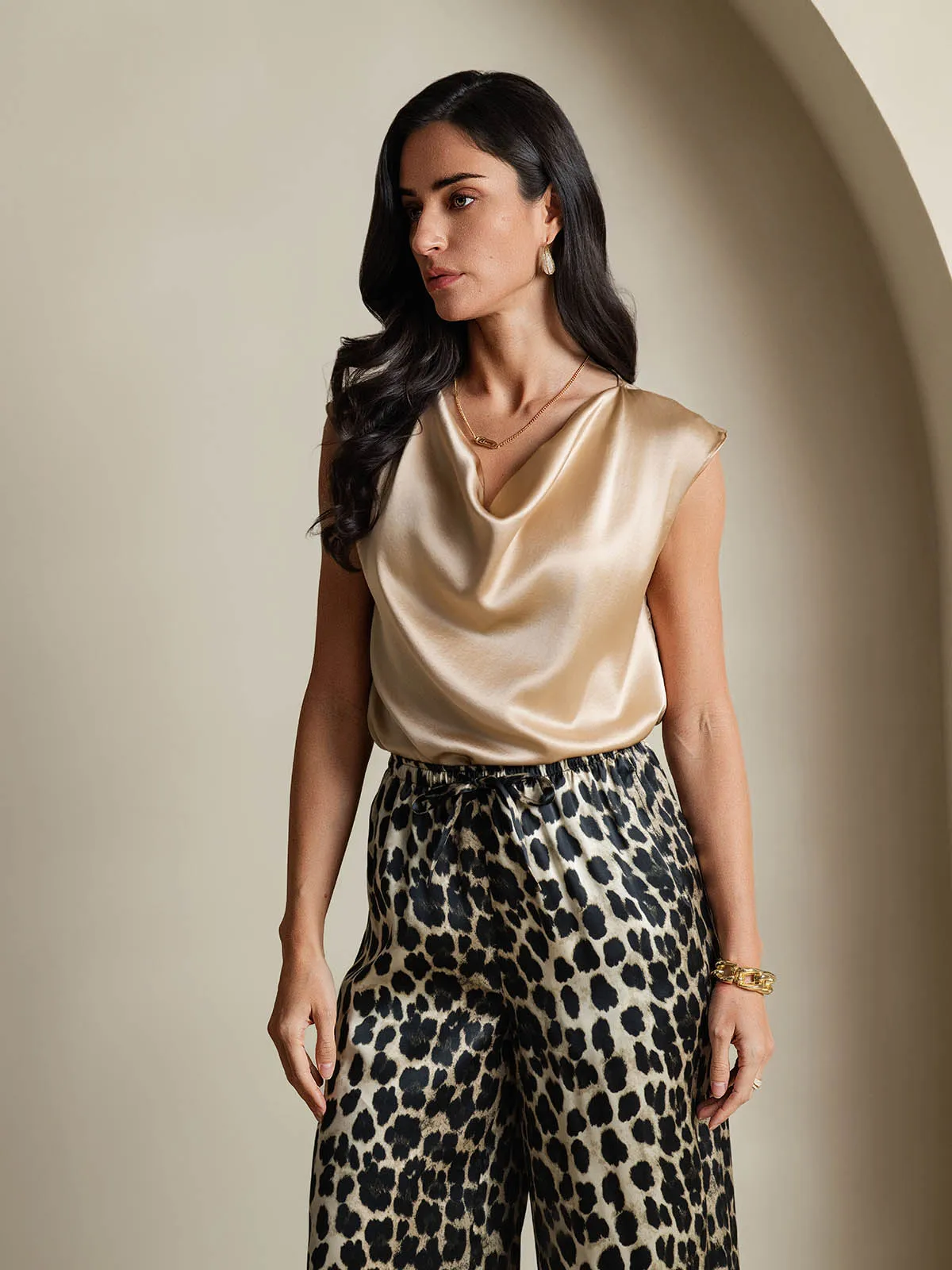19Momme Silk Cap Sleeve Cowl Neck Tank Top sold by SilkSilky product image thumbnail 5