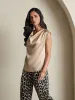 19Momme Silk Cap Sleeve Cowl Neck Tank Top sold by SilkSilky