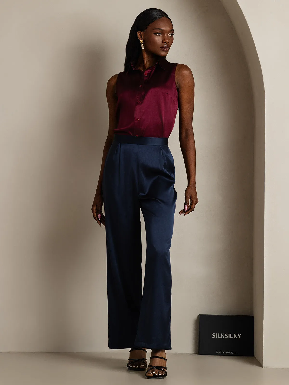 Women's 19Momme Silk High Waist Wide Leg Pants sold by SilkSilky product image thumbnail 2