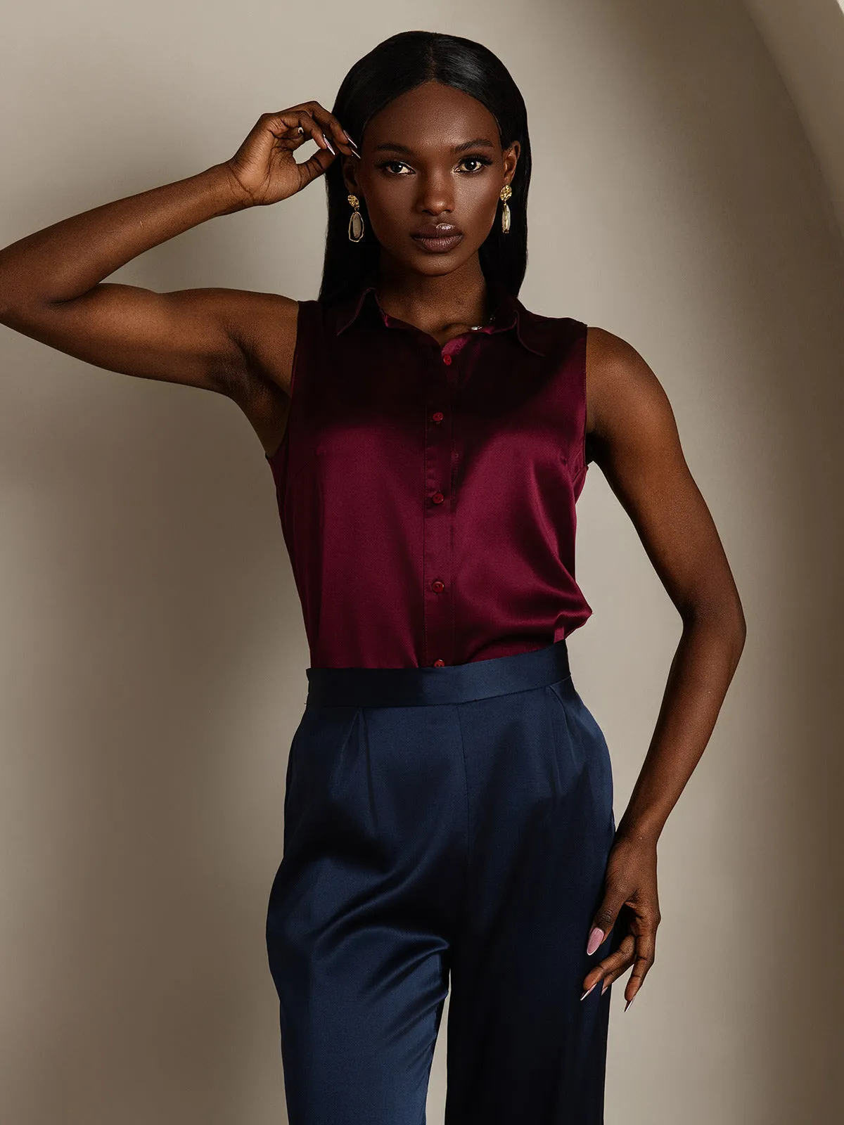 Women's 19Momme Silk High Waist Wide Leg Pants sold by SilkSilky product image thumbnail 4