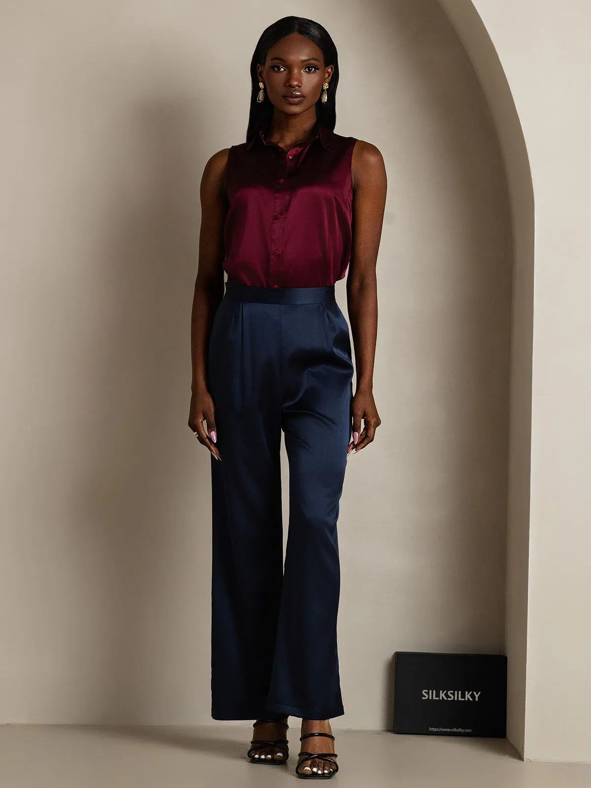 Women's 19Momme Silk High Waist Wide Leg Pants sold by SilkSilky