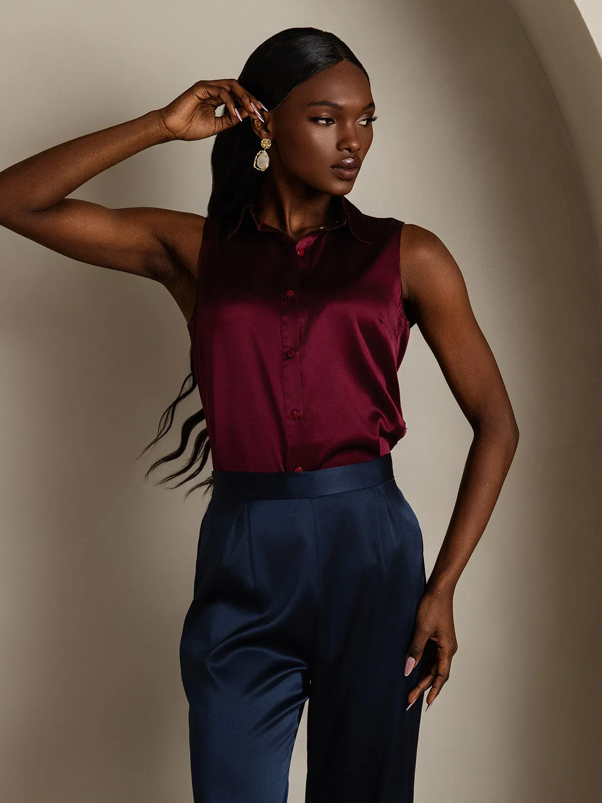 Women's 19Momme Silk High Waist Wide Leg Pants sold by SilkSilky product image thumbnail 5