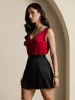 19Momme Silk A Line Mini Skirt with Zipper Design sold by SilkSilky
