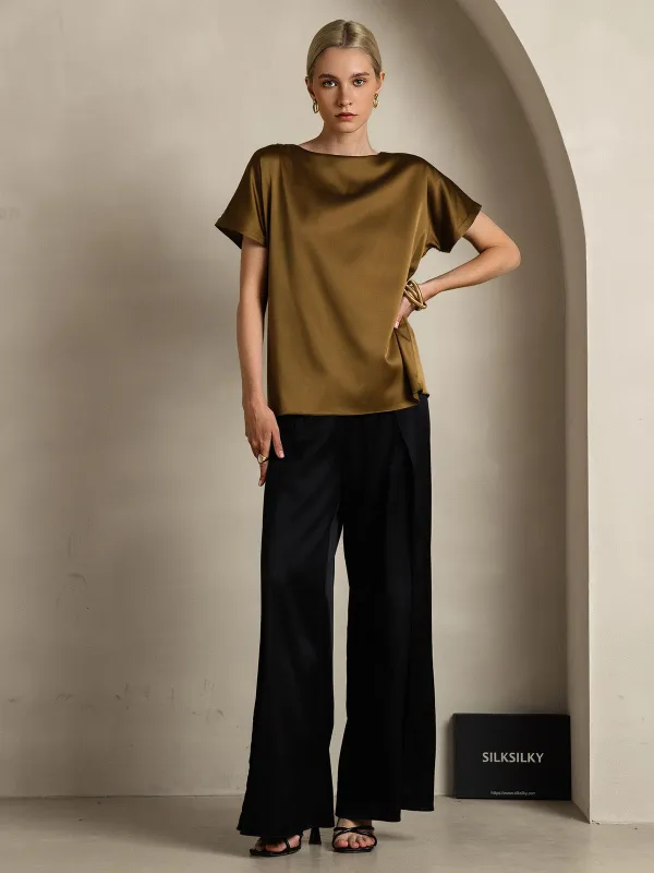 19Momme Silk Casual Short Sleeve T-Shirt sold by SilkSilky