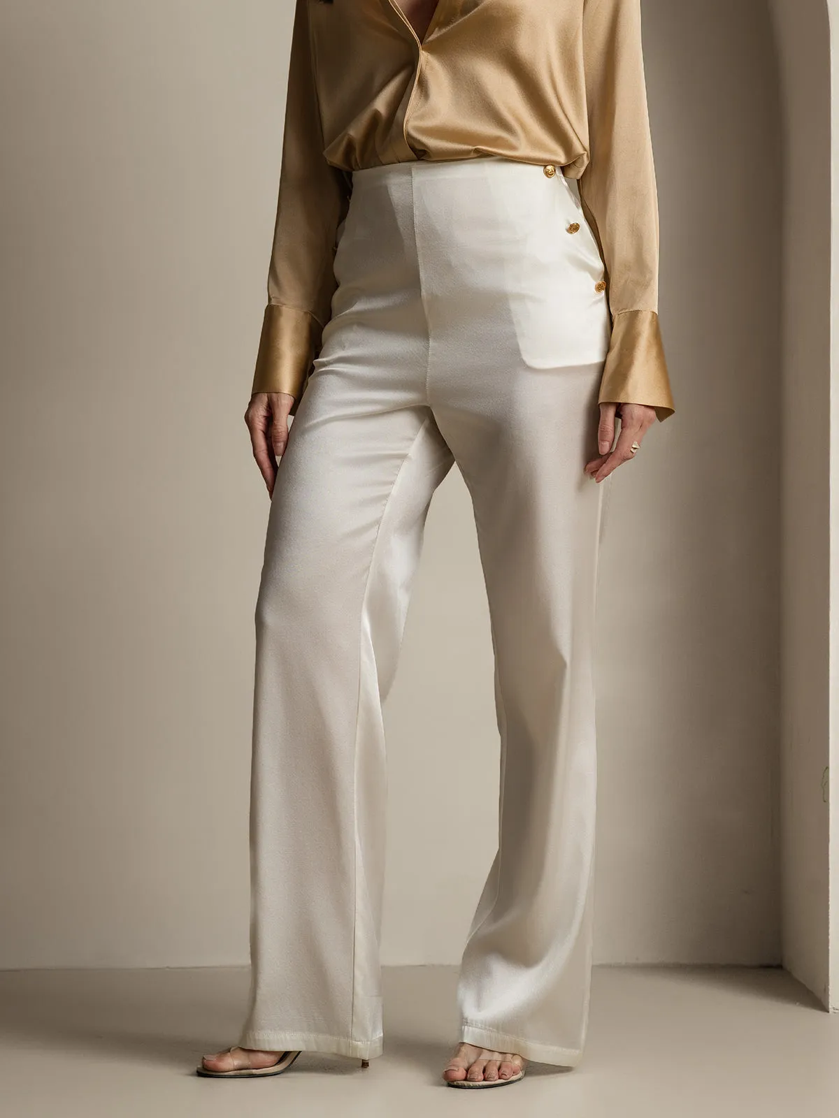 Women's 19Momme Silk High Waist Straight Fit Women's Pants sold by SilkSilky product image thumbnail 3