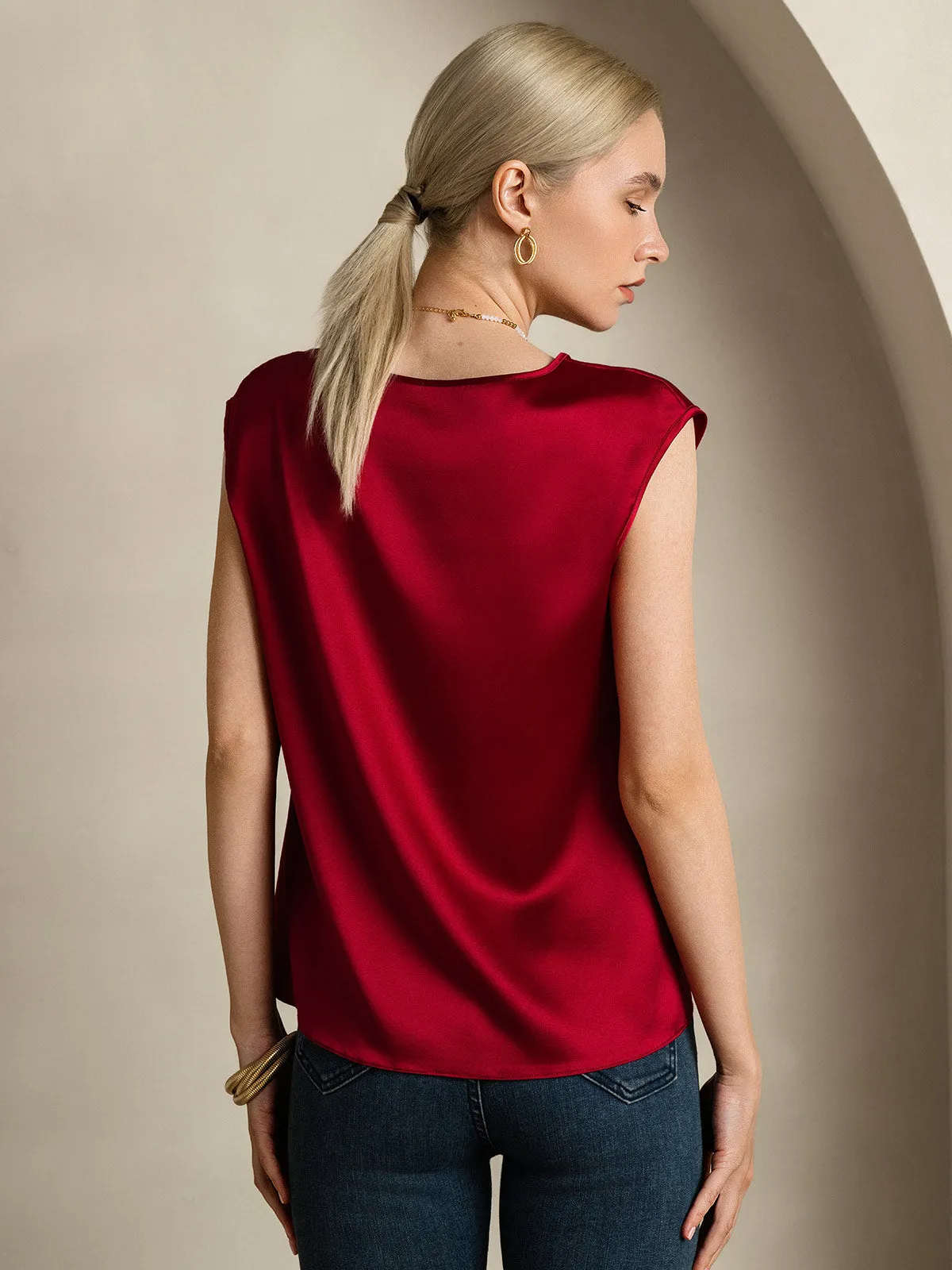19Momme Women's Silk Cap Sleeve Round Neck Top sold by SilkSilky product image thumbnail 2