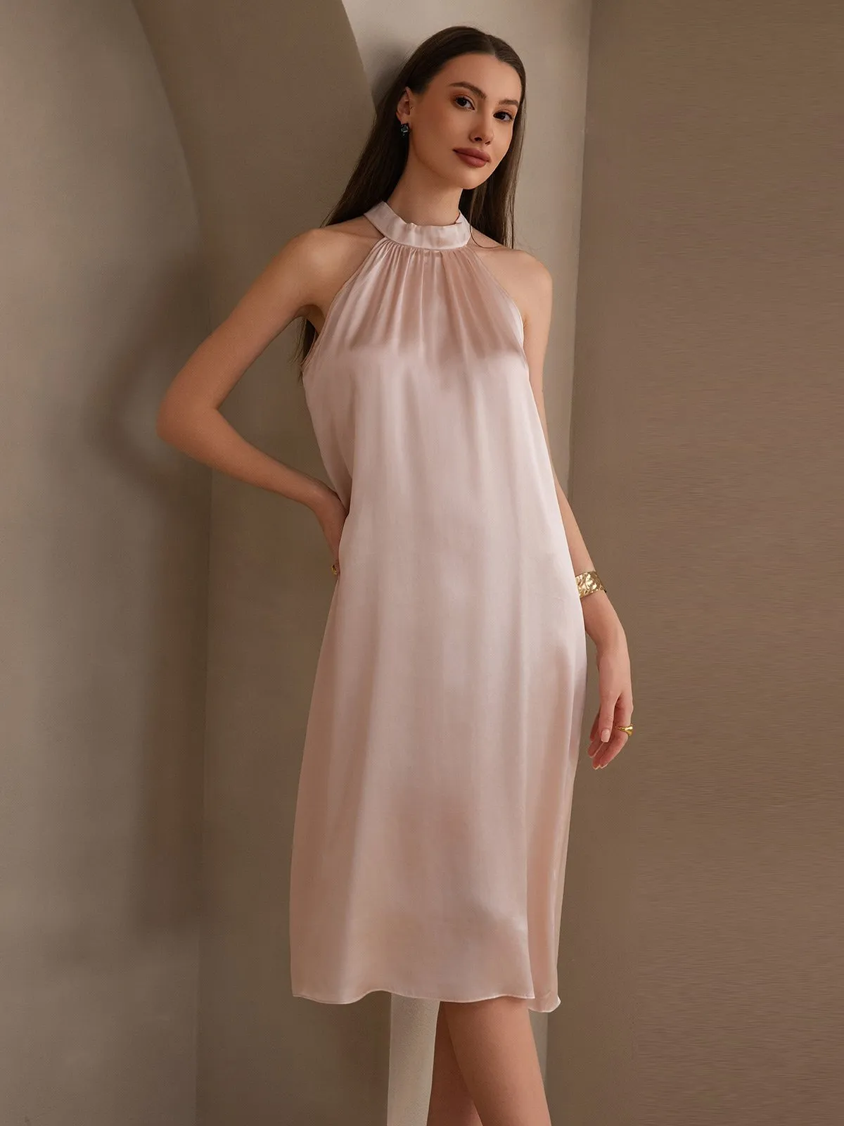 Clearance -19Momme Silk OneSize Elegant Off-Shoulder Dress sold by SilkSilky product image thumbnail 4