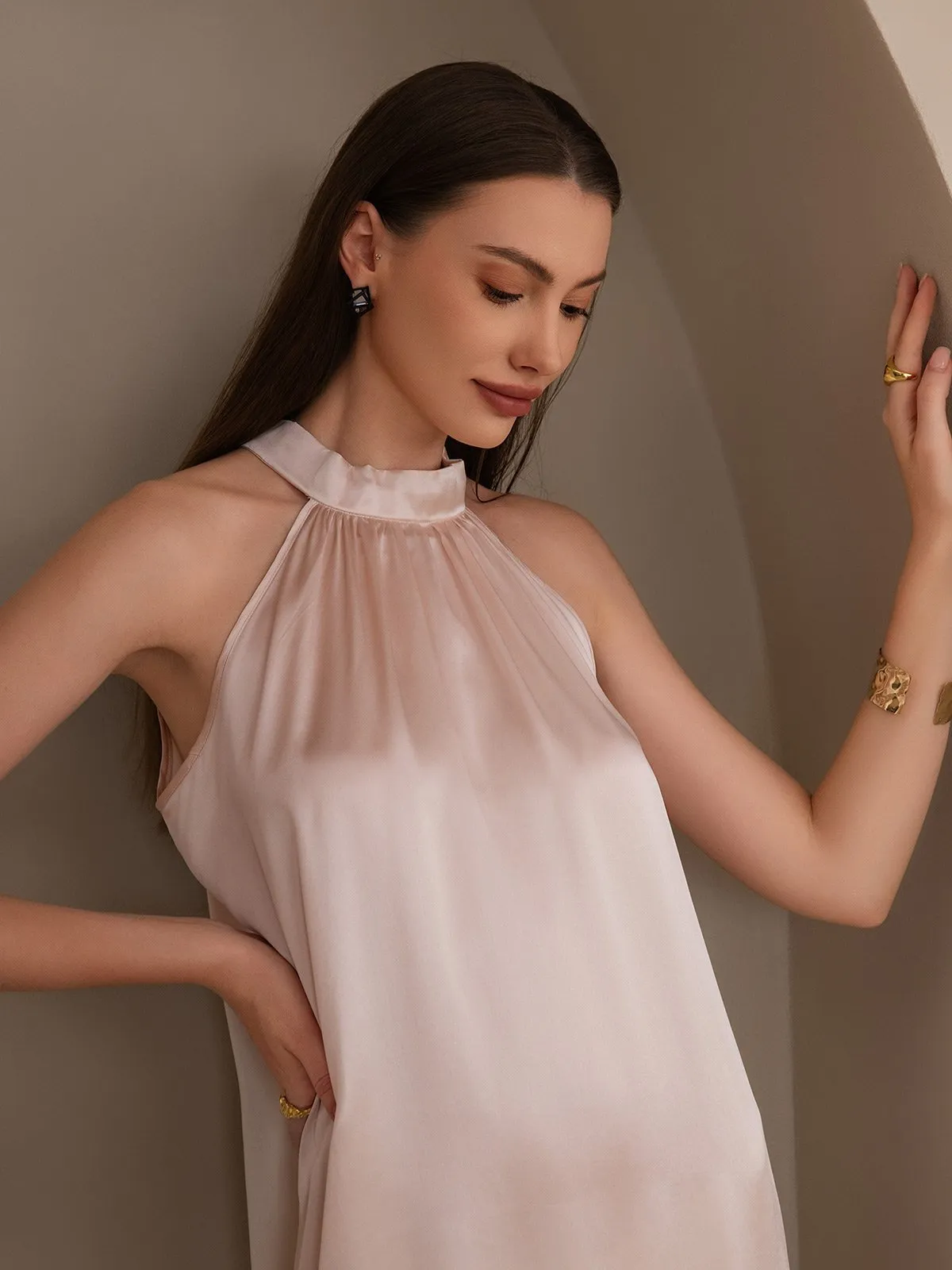 Clearance -19Momme Silk OneSize Elegant Off-Shoulder Dress sold by SilkSilky product image thumbnail 3