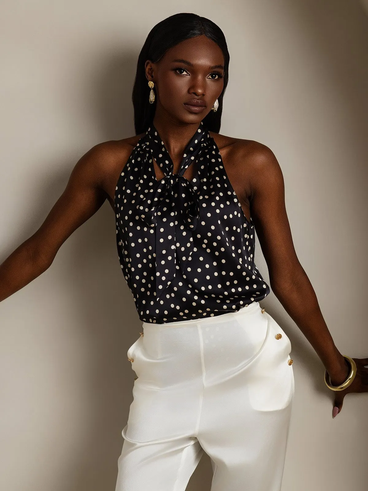 19Momme Silk Sleeveless Tie Neck Blouse sold by SilkSilky product image thumbnail 5