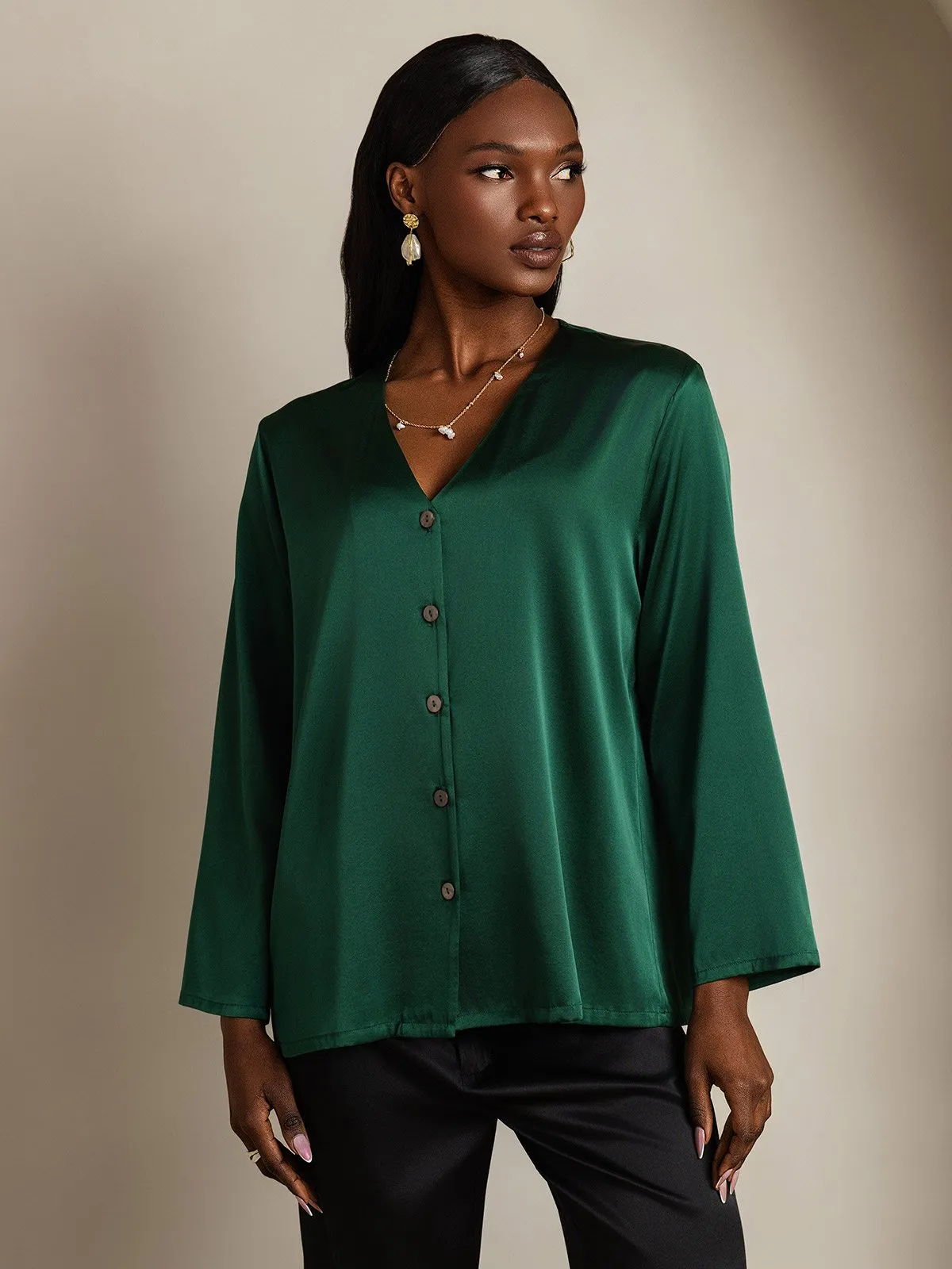19Momme Silk Long Sleeve V-Neck Blouse sold by SilkSilky product image thumbnail 5