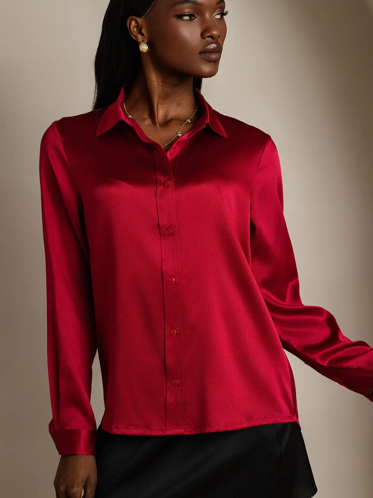 Clearance(US Warehouse) -19 Momme Silk Fashionable Basic Shirt sold by SilkSilky product image thumbnail 4