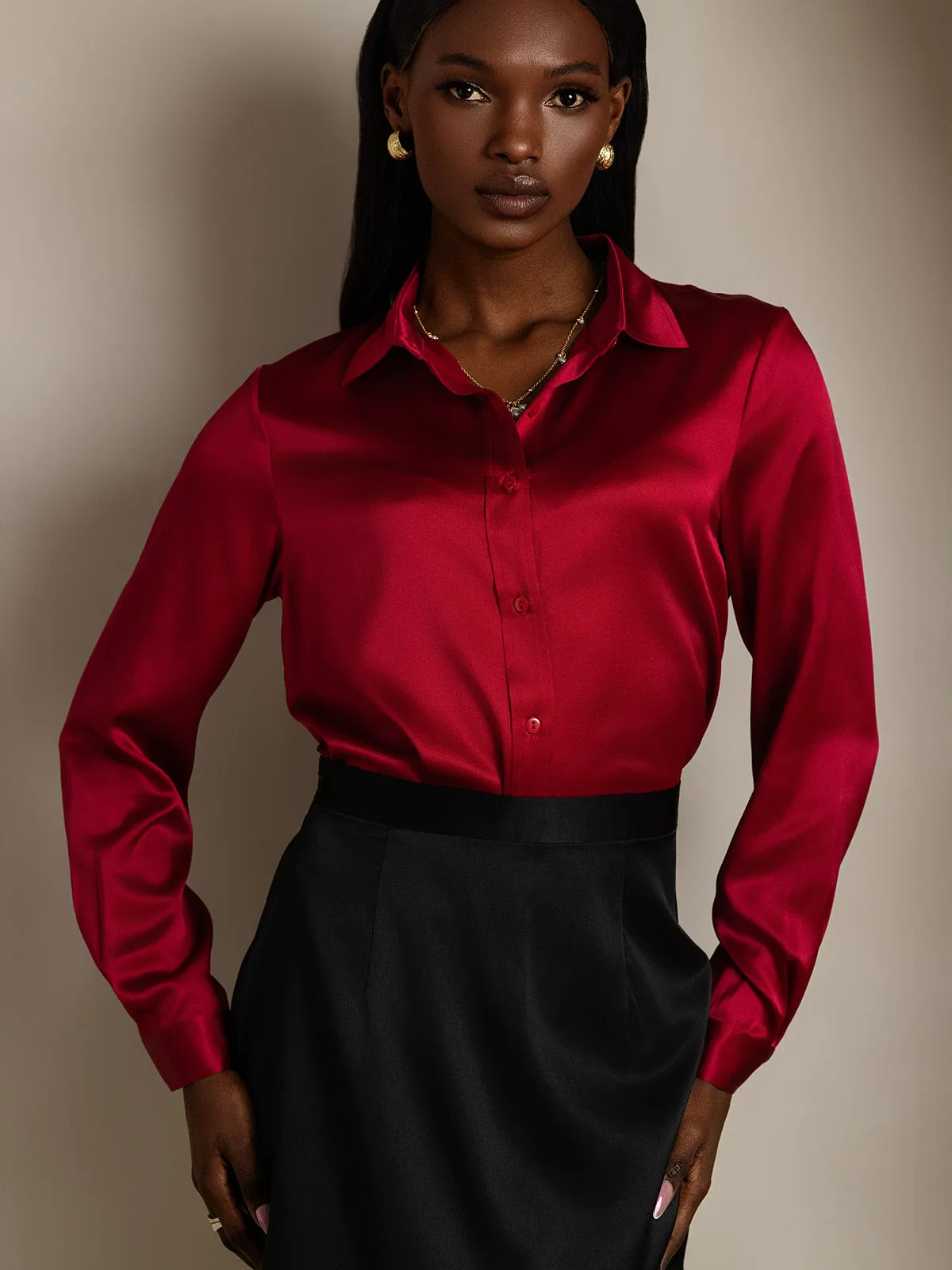 Clearance(US Warehouse) -19 Momme Silk Fashionable Basic Shirt sold by SilkSilky product image thumbnail 5