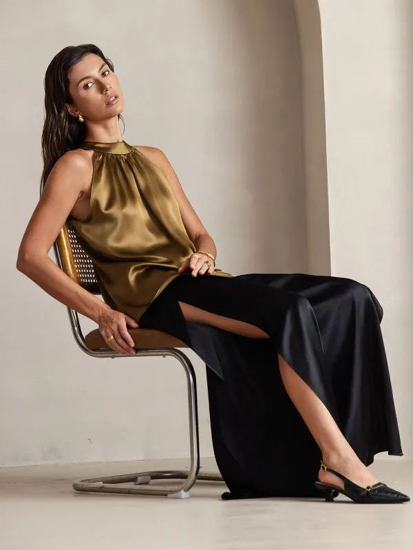 Clearance(US Warehouse) -19Momme Fashionable Sexy Silk High-Slit Pants sold by SilkSilky