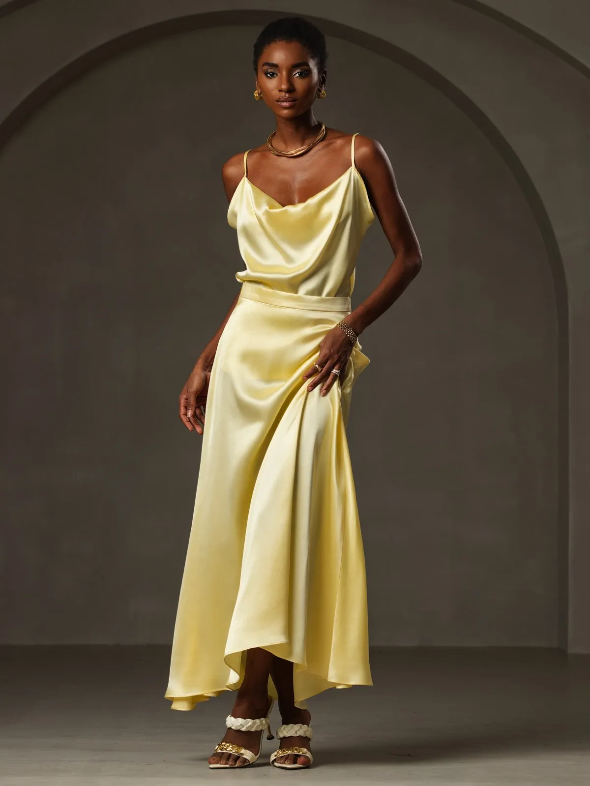 Clearance(US Warehouse) -19Momme Silk Spaghetti Strap Cowl Neck Camisole Top sold by SilkSilky product image thumbnail 5