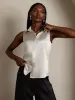 19Momme Silk Sleeveless Lapel Collar Women's Shirt with Button Up Design sold by SilkSilky