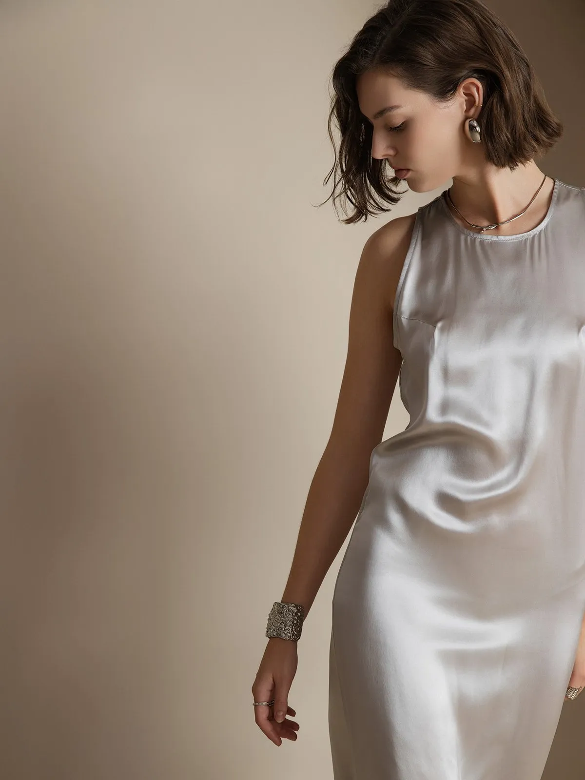 Clearance -19Momme Silk Casual Sleeveless Long Dress sold by SilkSilky product image thumbnail 3