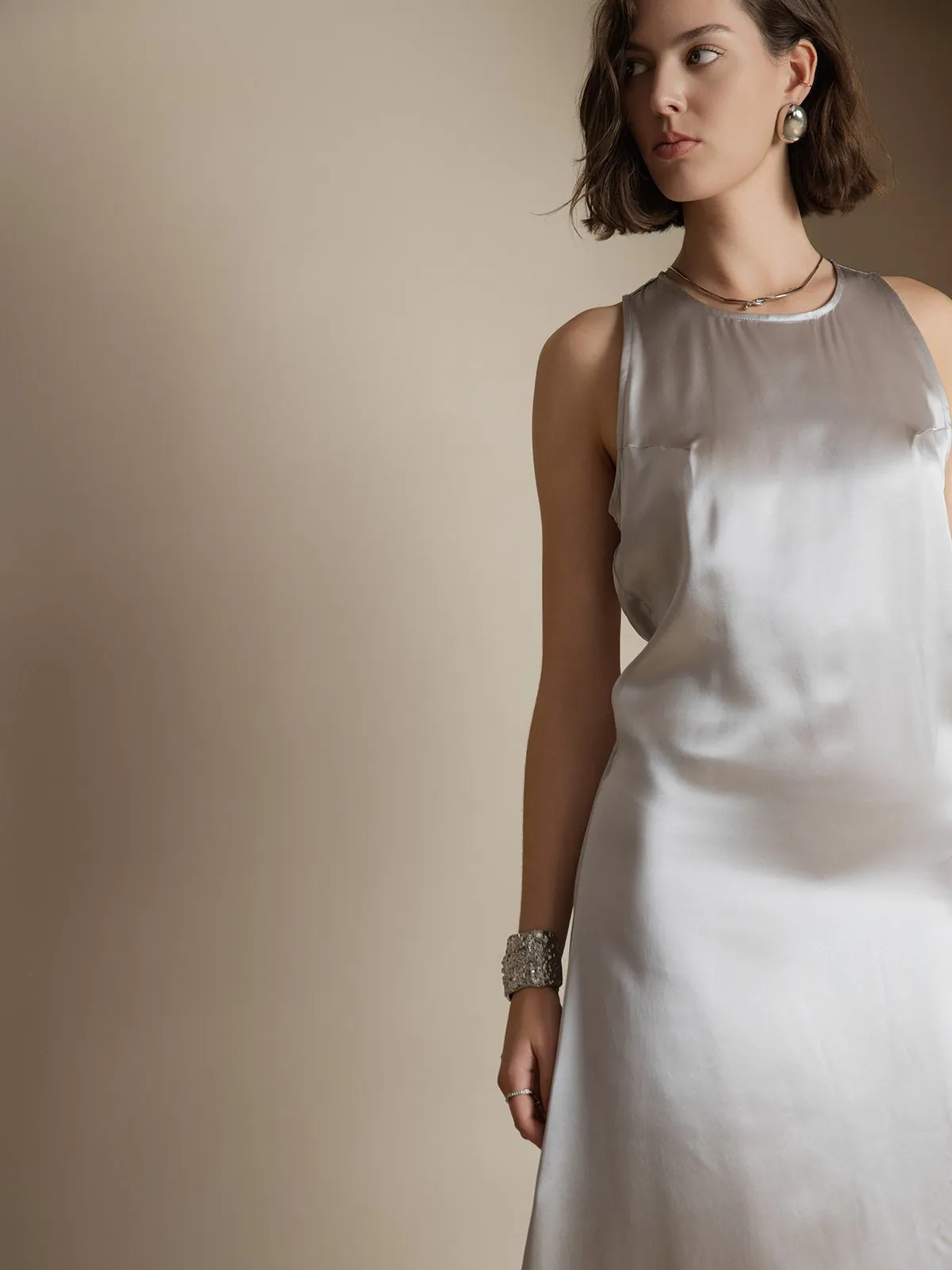 Clearance -19Momme Silk Casual Sleeveless Long Dress sold by SilkSilky product image thumbnail 2