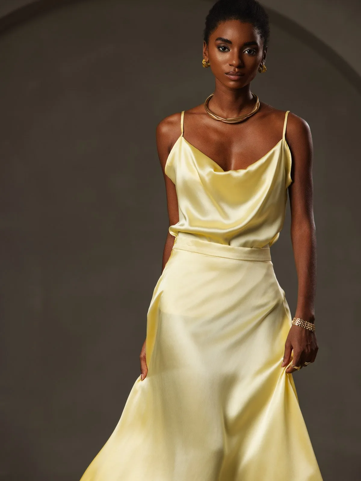 Clearance -19Momme Silk Spaghetti Strap Cowl Neck Camisole Top sold by SilkSilky product image thumbnail 3