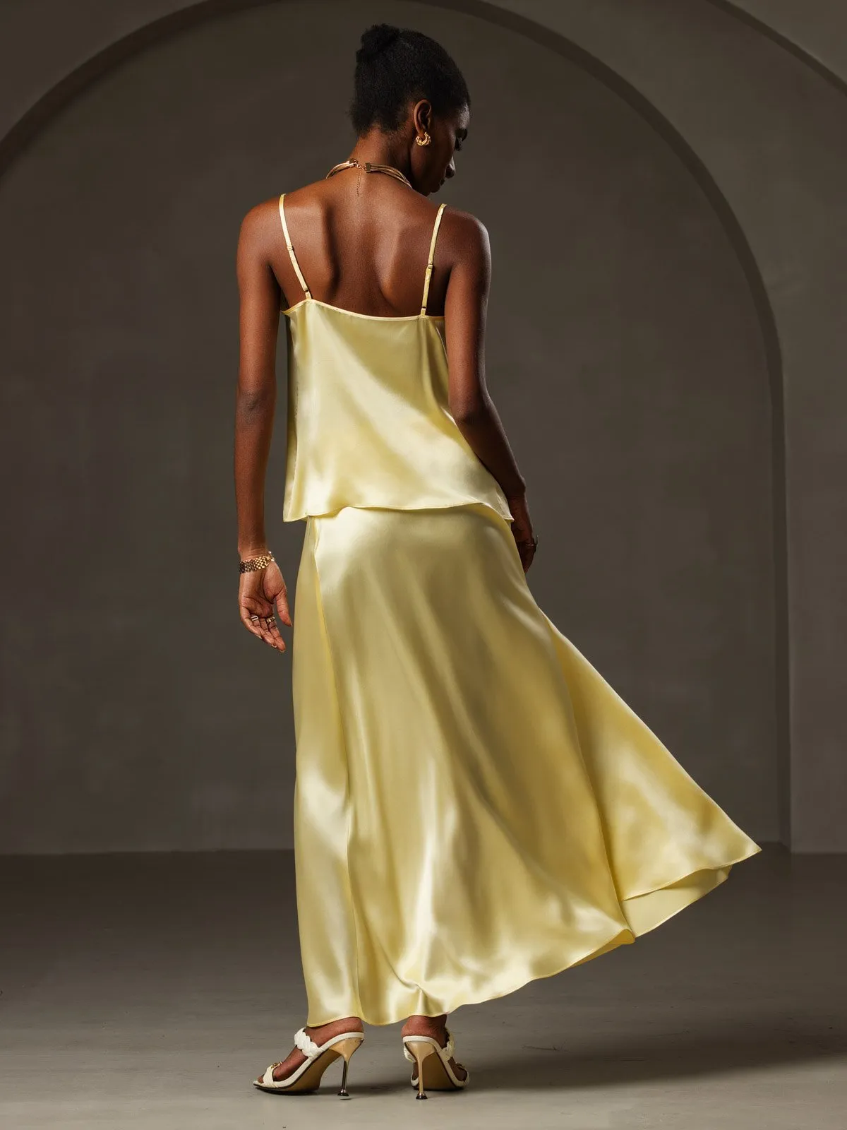 Clearance -19Momme Silk Spaghetti Strap Cowl Neck Camisole Top sold by SilkSilky product image thumbnail 2