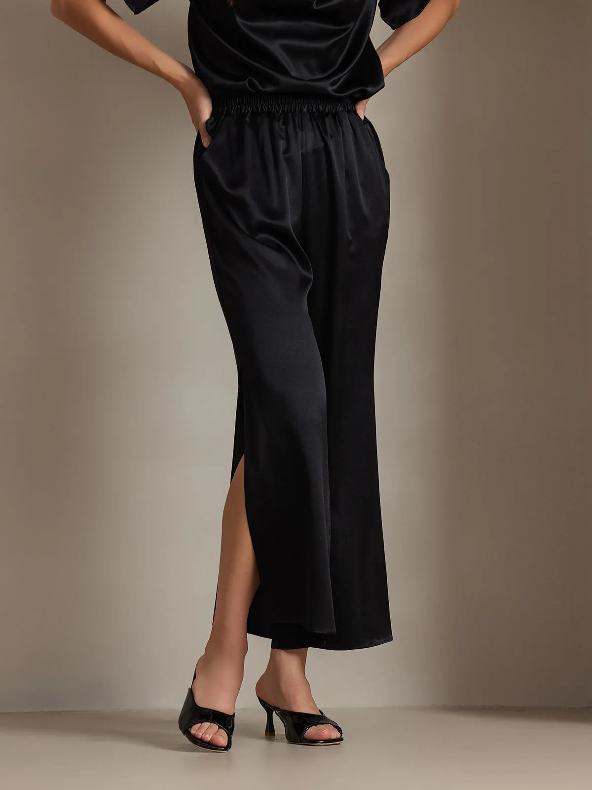 Women's 19Momme Silk Wide Leg Split Pants sold by SilkSilky product image thumbnail 4