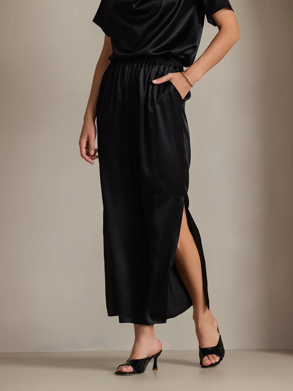 Women's 19Momme Silk Wide Leg Split Pants sold by SilkSilky product image thumbnail 3