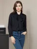 Clearance(US Warehouse) -Silk Long Sleeve Tie Neck Blouse sold by SilkSilky