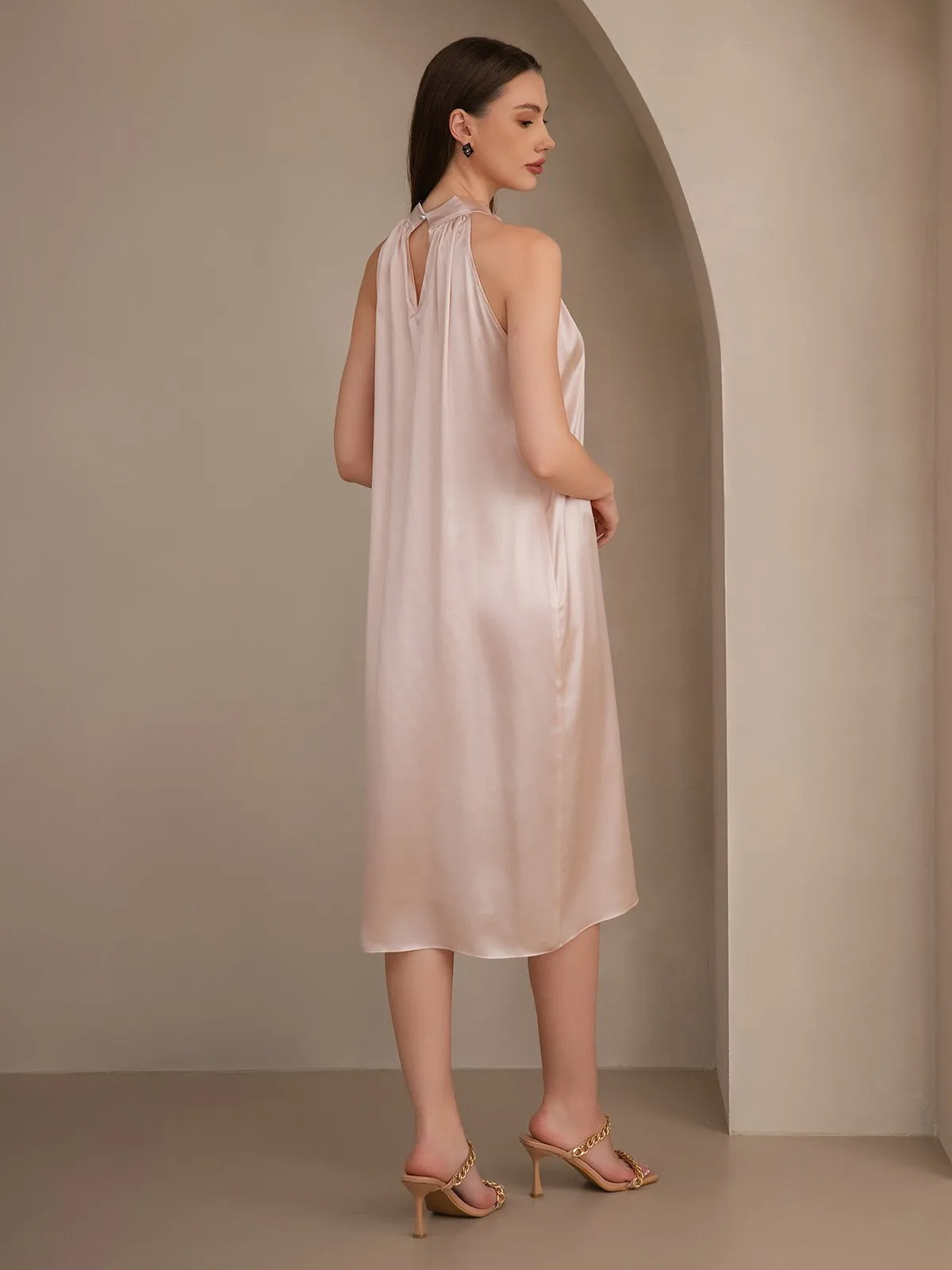 Clearance -19Momme Silk OneSize Elegant Off-Shoulder Dress sold by SilkSilky product image thumbnail 2