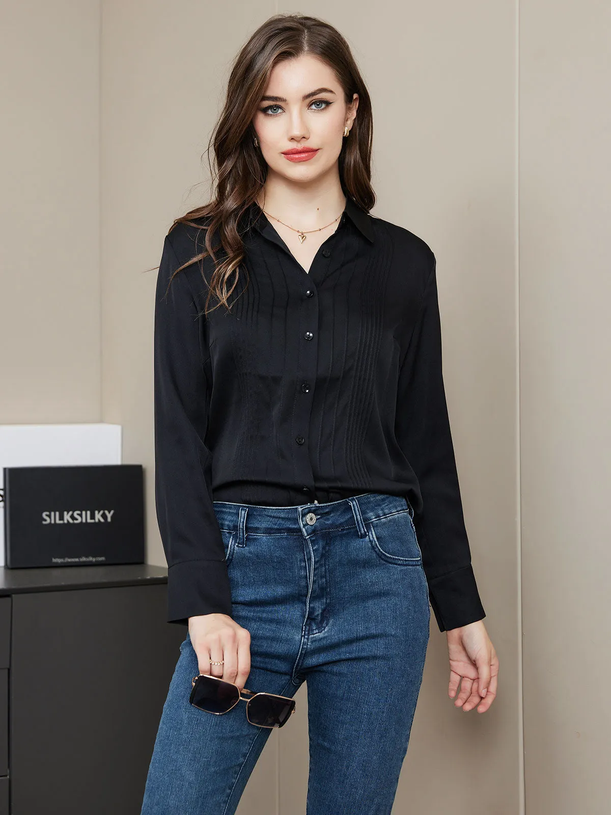 Clearance - Classic Women Silk Shirt sold by SilkSilky