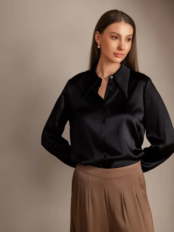 Clearance(US Warehouse) -19Momme Silk Solid Color Classic Daily Basic Shirt sold by SilkSilky