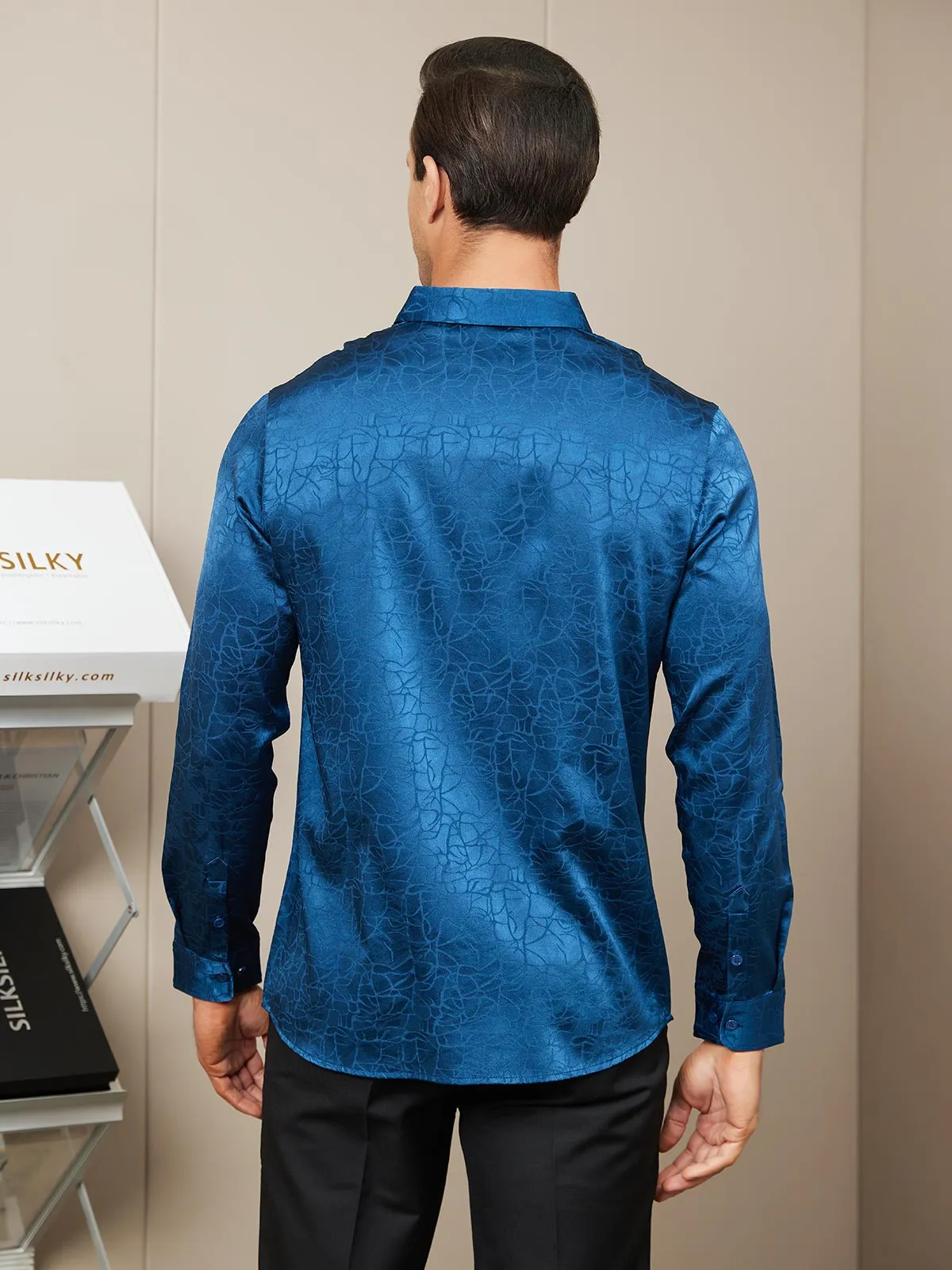 Clearance(US Warehouse) -19 Momme Silk Long Sleeve Shirt For Men sold by SilkSilky product image thumbnail 3