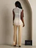 Clearance - Pure Silk Sleeveless Tie Neck Sheer Blouse sold by SilkSilky