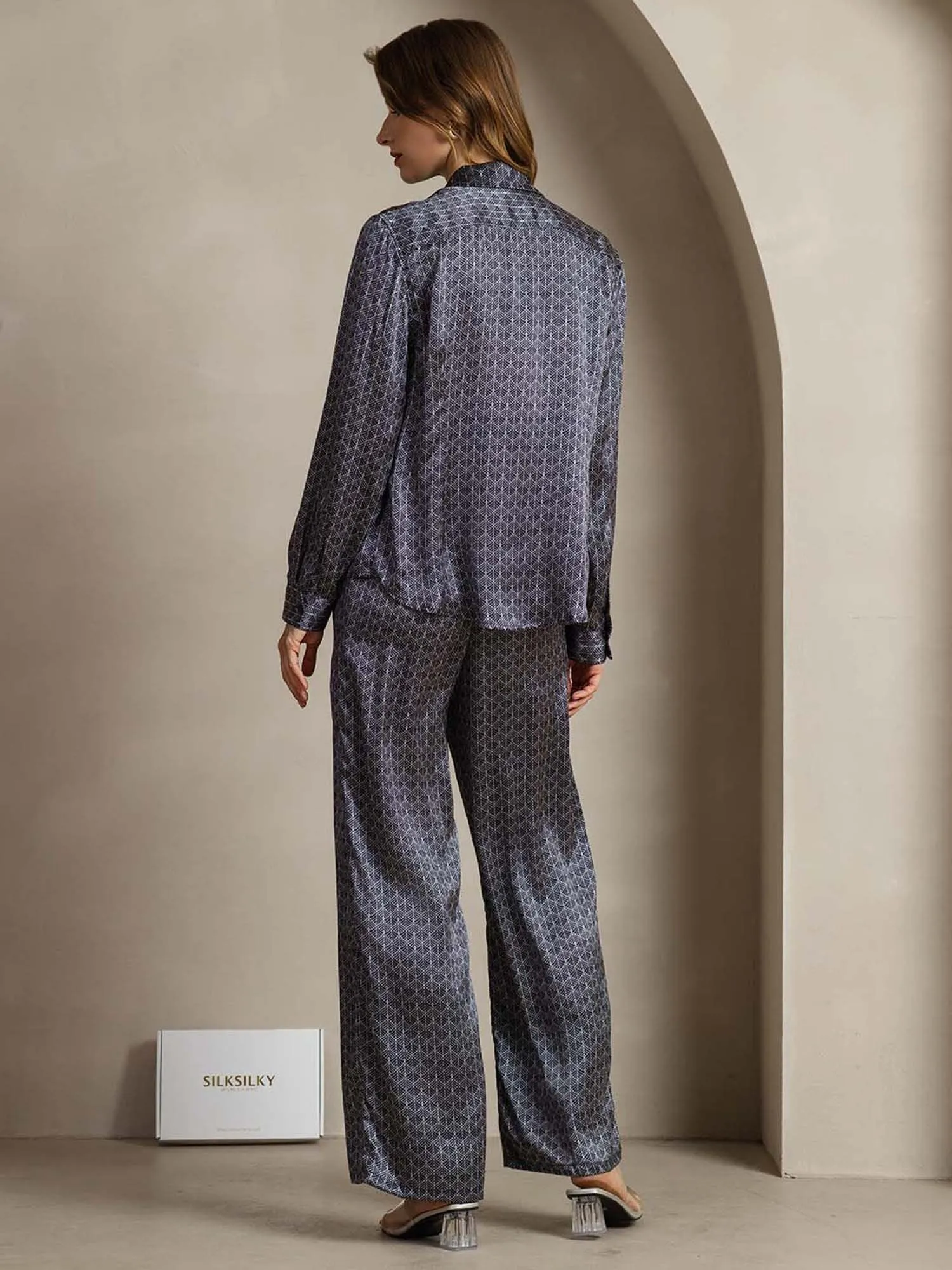 19Momme Silk Button-Up Shirt & Wide-Leg Pants Set sold by SilkSilky product image thumbnail 4