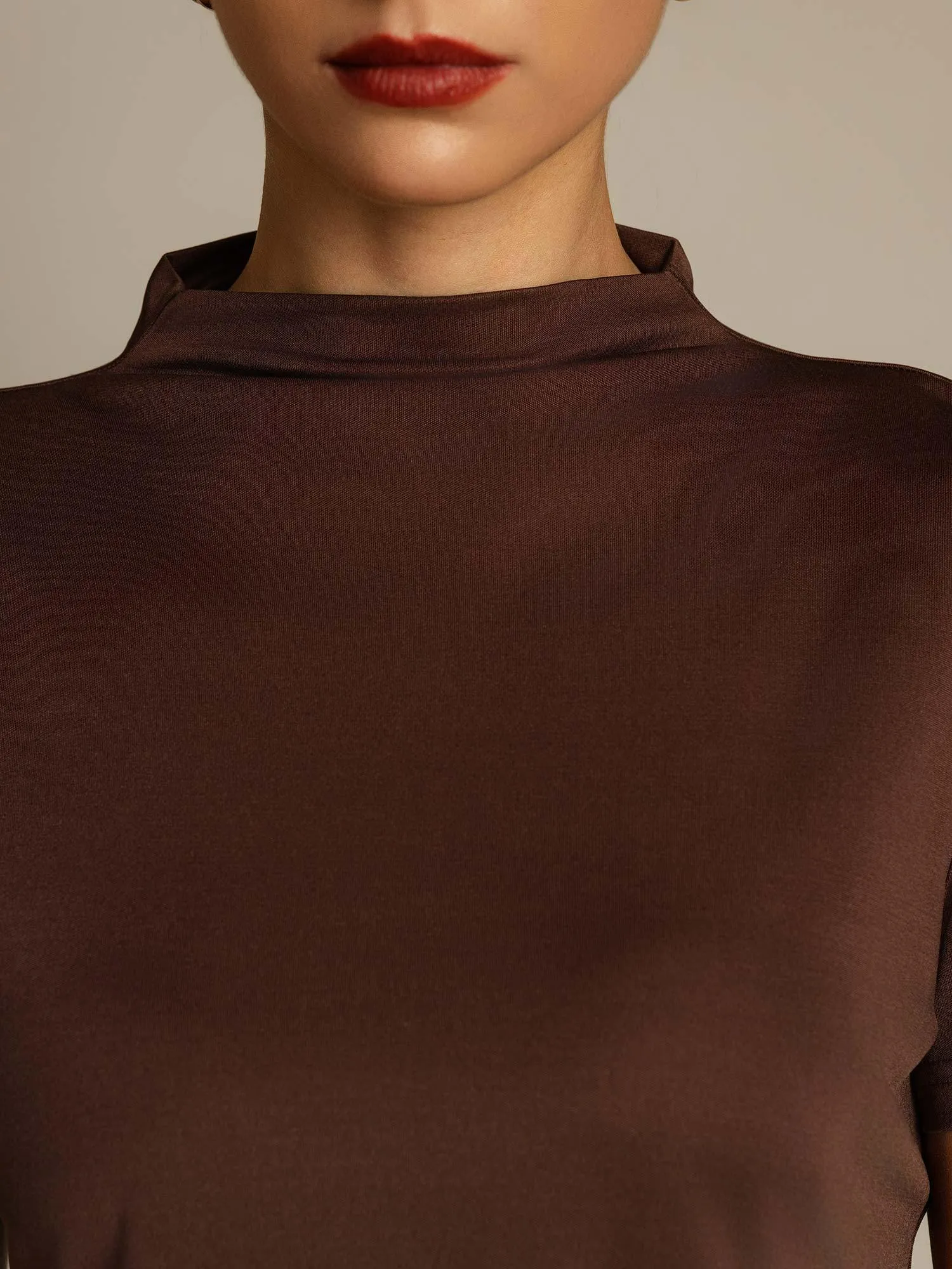 Pure Silk Half Turtleneck Short-Sleeved Women's T-Shirt sold by SilkSilky product image thumbnail 4