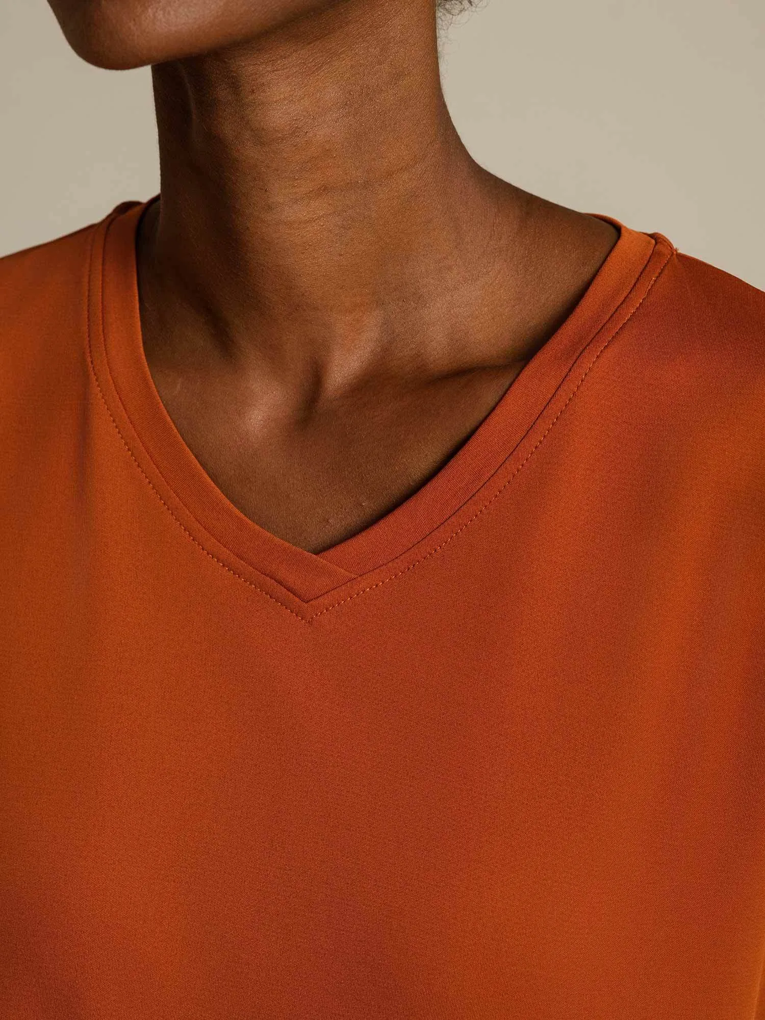 Pure Silk V Neck Short-Sleeve Snag-Resistant Women's T-Shirt sold by SilkSilky product image thumbnail 4
