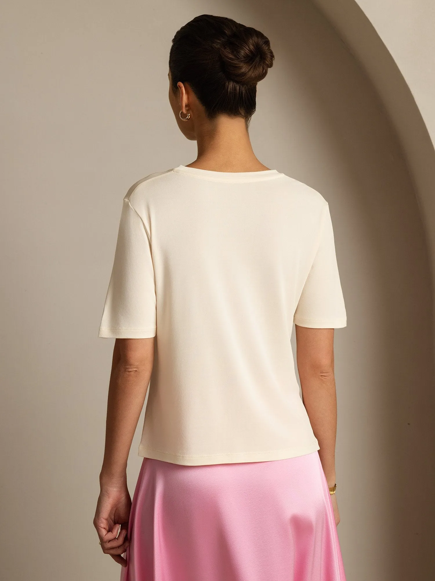 Pure Silk V-Neck Women's T-Shirt sold by SilkSilky product image thumbnail 2