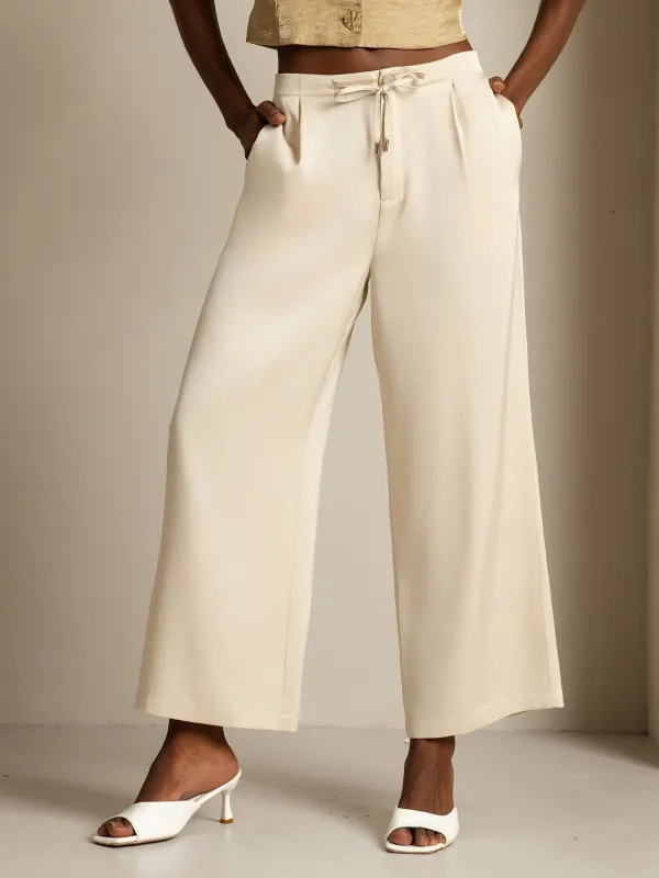 19Momme Silk Straight Fit Women's Pants with Button Drawstring Side Pockets  Design sold by SilkSilky